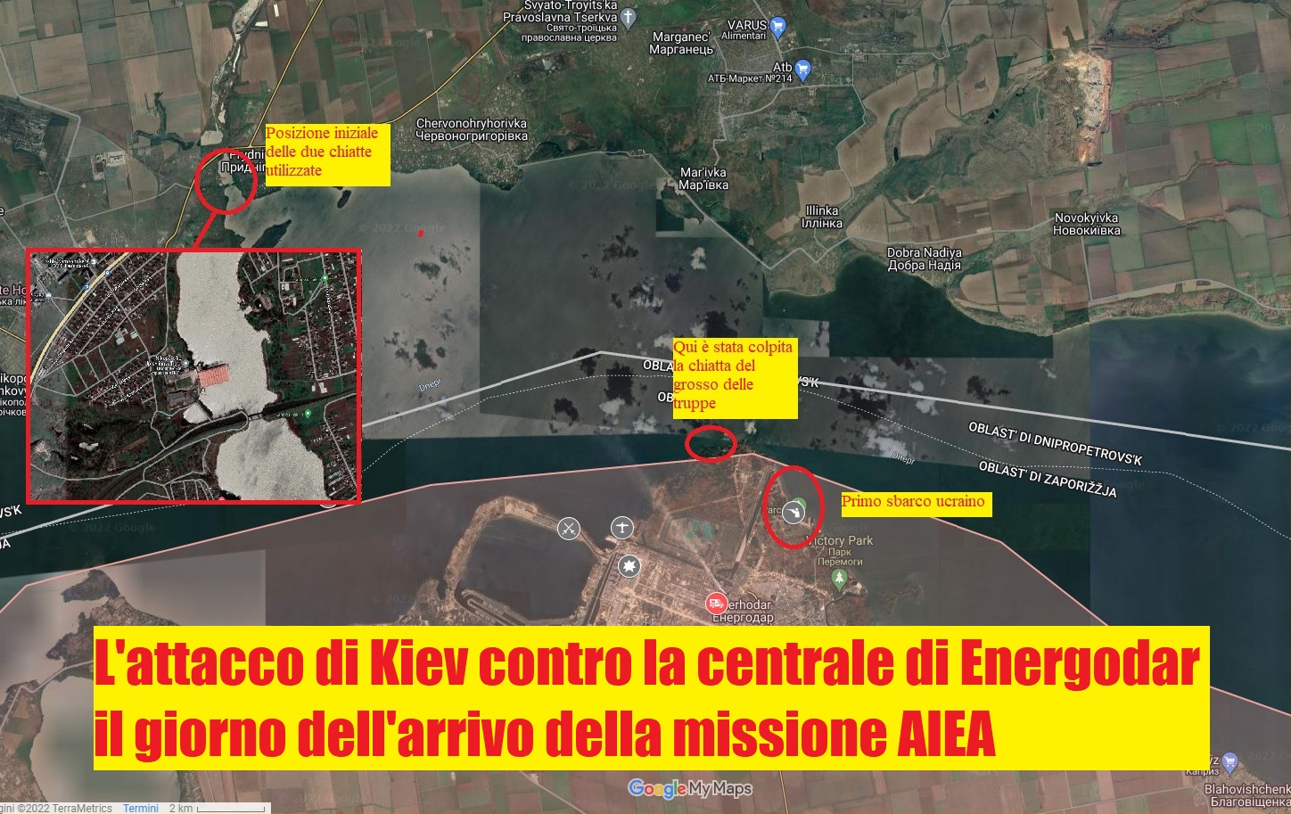 mappa attacco di Kiev a Energodar